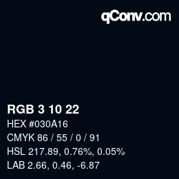 颜色代码: RGB 3 10 22 | qconv.com