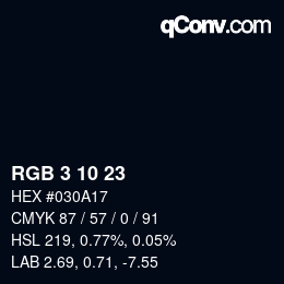 颜色代码: RGB 3 10 23 | qconv.com