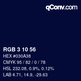 カラーコード: RGB 3 10 56 | qconv.com