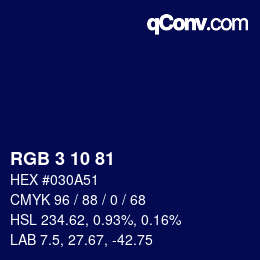 Color code: RGB 3 10 81 | qconv.com