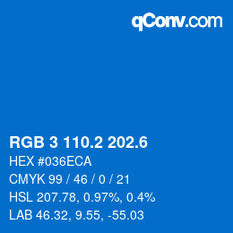 カラーコード: RGB 3 110.2 202.6 | qconv.com