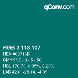 Color code: RGB 3 113 107 | qconv.com