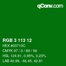 Color code: RGB 3 113 12 | qconv.com