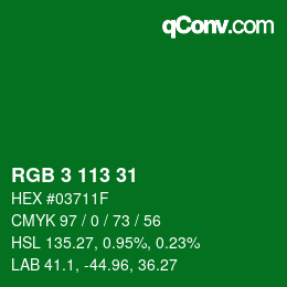 Color code: RGB 3 113 31 | qconv.com