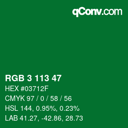 Color code: RGB 3 113 47 | qconv.com