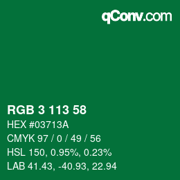 Color code: RGB 3 113 58 | qconv.com