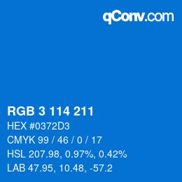 カラーコード: RGB 3 114 211 | qconv.com