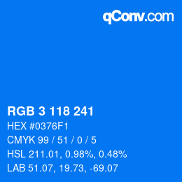 Color code: RGB 3 118 241 | qconv.com