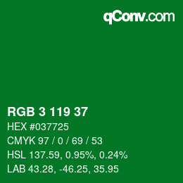Color code: RGB 3 119 37 | qconv.com