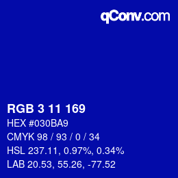 Color code: RGB 3 11 169 | qconv.com