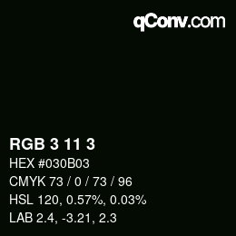 Color code: RGB 3 11 3 | qconv.com