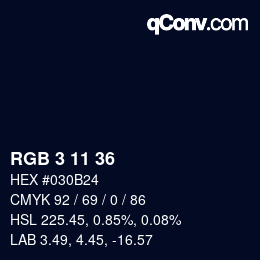 Color code: RGB 3 11 36 | qconv.com