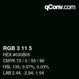 Color code: RGB 3 11 5 | qconv.com