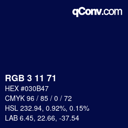 Color code: RGB 3 11 71 | qconv.com