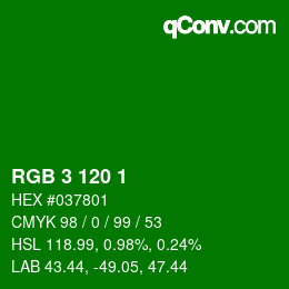 Color code: RGB 3 120 1 | qconv.com