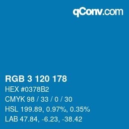 カラーコード: RGB 3 120 178 | qconv.com