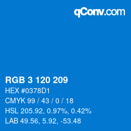 颜色代码: RGB 3 120 209 | qconv.com