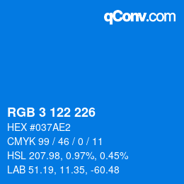 Color code: RGB 3 122 226 | qconv.com