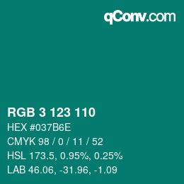 カラーコード: RGB 3 123 110 | qconv.com
