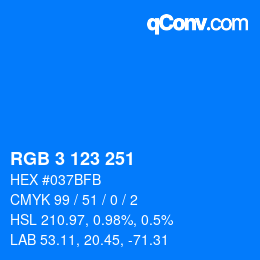 Color code: RGB 3 123 251 | qconv.com