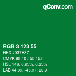 Color code: RGB 3 123 55 | qconv.com