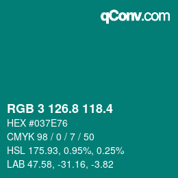 カラーコード: RGB 3 126.8 118.4 | qconv.com