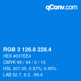 カラーコード: RGB 3 126.8 228.4 | qconv.com