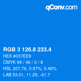 カラーコード: RGB 3 126.8 233.4 | qconv.com
