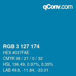 カラーコード: RGB 3 127 174 | qconv.com