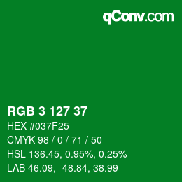 Color code: RGB 3 127 37 | qconv.com