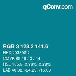 カラーコード: RGB 3 128.2 141.6 | qconv.com