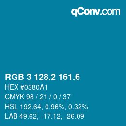 カラーコード: RGB 3 128.2 161.6 | qconv.com