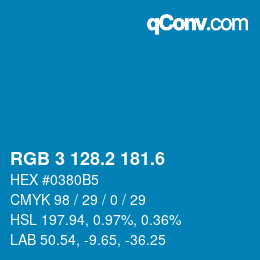 カラーコード: RGB 3 128.2 181.6 | qconv.com