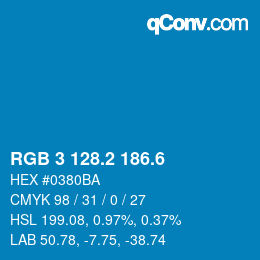カラーコード: RGB 3 128.2 186.6 | qconv.com