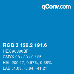カラーコード: RGB 3 128.2 191.6 | qconv.com