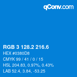 カラーコード: RGB 3 128.2 216.6 | qconv.com