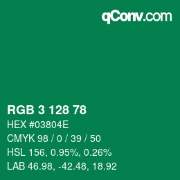 Color code: RGB 3 128 78 | qconv.com