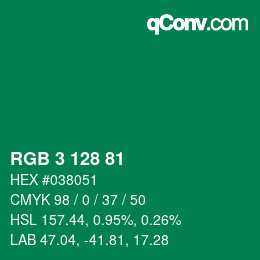 Color code: RGB 3 128 81 | qconv.com