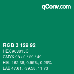 Color code: RGB 3 129 92 | qconv.com