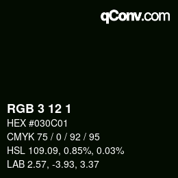 Color code: RGB 3 12 1 | qconv.com