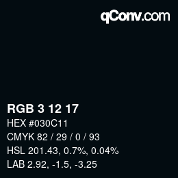 Color code: RGB 3 12 17 | qconv.com