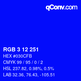 Color code: RGB 3 12 251 | qconv.com