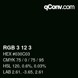 Color code: RGB 3 12 3 | qconv.com