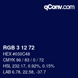 Color code: RGB 3 12 72 | qconv.com