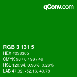Color code: RGB 3 131 5 | qconv.com