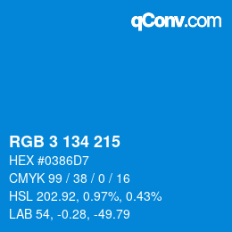Color code: RGB 3 134 215 | qconv.com