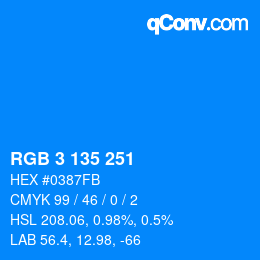 Color code: RGB 3 135 251 | qconv.com