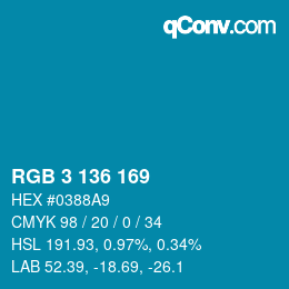 Color code: RGB 3 136 169 | qconv.com