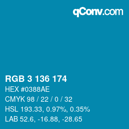 Color code: RGB 3 136 174 | qconv.com