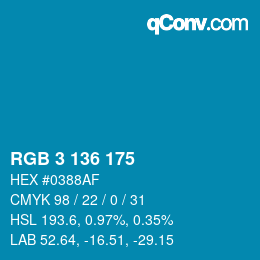 Color code: RGB 3 136 175 | qconv.com